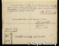 Allioni, Carlo: certificate of election to the Royal Society
