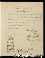 Tufnell, George Foster: certificate of election to the Royal Society