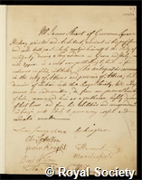 Stuart, James: certificate of election to the Royal Society