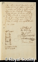 Maskelyne, Nevil: certificate of election to the Royal Society