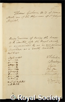 Gisborne, Thomas: certificate of election to the Royal Society