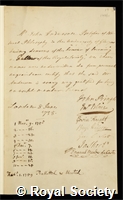 Anderson, John: certificate of election to the Royal Society