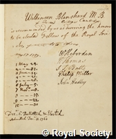 Blanshard, Wilkinson: certificate of election to the Royal Society