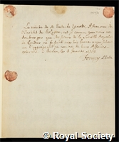 Zanotti, Eustachio: certificate of election to the Royal Society