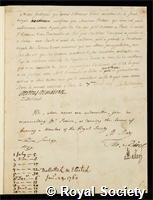 Pereira, Jacob Rodrigue: certificate of election to the Royal Society