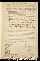Saluzzo, Guiseppe Angelo, Conte di Menusiglio: certificate of election to the Royal Society
