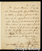 Meerman, Gerard: certificate of election to the Royal Society