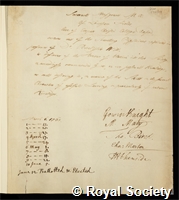 Musgrave, Samuel: certificate of election to the Royal Society