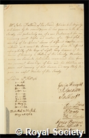 Dollond, John: certificate of election to the Royal Society