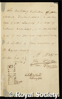 Helvetius; Johan Anton: certificate of election to the Royal Society