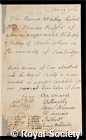 Shepherd, Anthony: certificate of election to the Royal Society