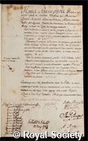 Raulin, Joseph: certificate of election to the Royal Society
