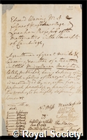 Waring, Edward: certificate of election to the Royal Society