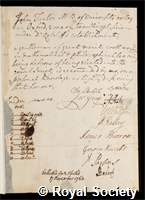 Turton, John: certificate of election to the Royal Society