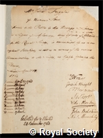 Ferguson, James: certificate of election to the Royal Society