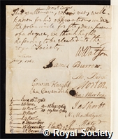 Camus, Charles-Etienne-Louis: certificate of election to the Royal Society