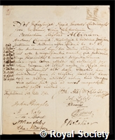 Albinus, Bernard Siegfried: certificate of election to the Royal Society