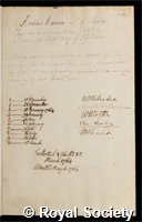 Warren, Richard: certificate of election to the Royal Society