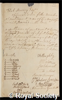 Harvey, Eliab: certificate of election to the Royal Society