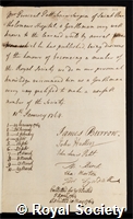Pott, Percivall: certificate of election to the Royal Society