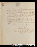 Meuschen, Friedrich Christian: certificate of election to the Royal Society