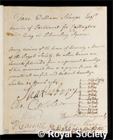 Sharpe; Fane William: certificate of election to the Royal Society