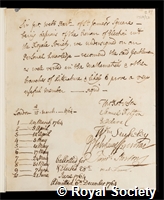 Webb, Sir John: certificate of election to the Royal Society