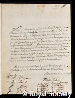 Schaffer, Jacob Christian: certificate of election to the Royal Society