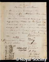 Beaumont, Jean Baptiste Jacques Elie de: certificate of election to the Royal Society