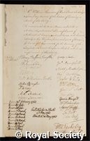 Harrison, William: certificate of election to the Royal Society