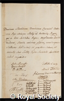 Caraccioli, Domenico: certificate of election to the Royal Society