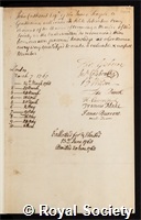 Cuthbert, John: certificate of election to the Royal Society