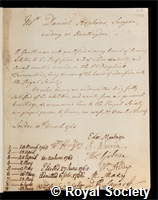 Hopkins, Daniel: certificate of election to the Royal Society