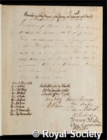 Bevis, John: certificate of election to the Royal Society