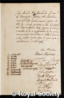 Price, Richard: certificate of election to the Royal Society