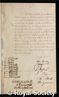 Landen, John: certificate of election to the Royal Society