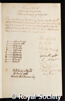 Astle, Thomas: certificate of election to the Royal Society