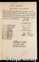 Letch, John: certificate of election to the Royal Society