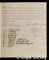 Monro, Donald: certificate of election to the Royal Society