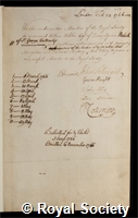 Webber, William: certificate of election to the Royal Society