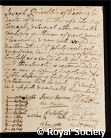 Priestley, Joseph: certificate of election to the Royal Society
