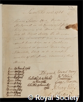 Forster, Thomas: certificate of election to the Royal Society