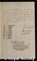 Hamilton, Sir William: certificate of election to the Royal Society