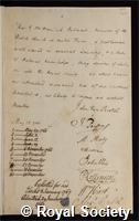 Putman, Henry: certificate of election to the Royal Society