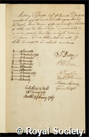 Tissington, Anthony: certificate of election to the Royal Society