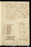 Fludyer, Sir Thomas: certificate of election to the Royal Society