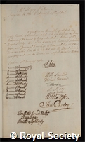 Watson, Henry: certificate of election to the Royal Society