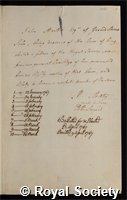 Malliet, John: certificate of election to the Royal Society