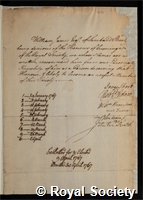 James, William: certificate of election to the Royal Society