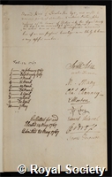 King, Edward: certificate of election to the Royal Society